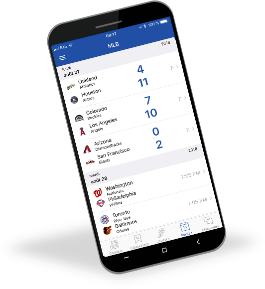 Rsultats et statistiques de baseball majeur en temps rel dans nos applications mobiles